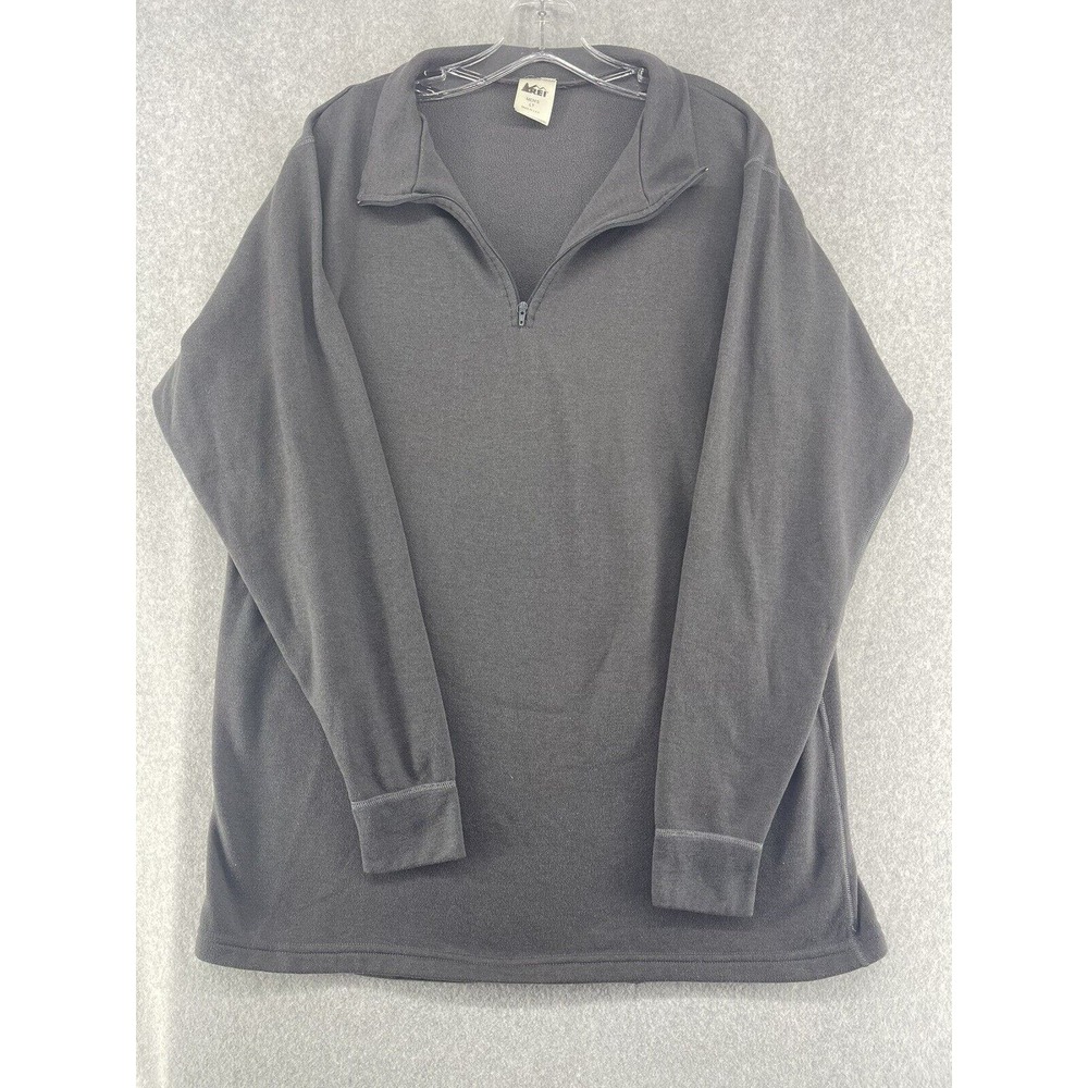 Vintage REI 1/4 Zip Long Sleeve Pullover Men's LT Grey Sweatshirt Made in USA